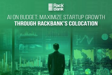 Modern Indian data center with rows of servers, representing affordable and scalable AI startup infrastructure at RackBank